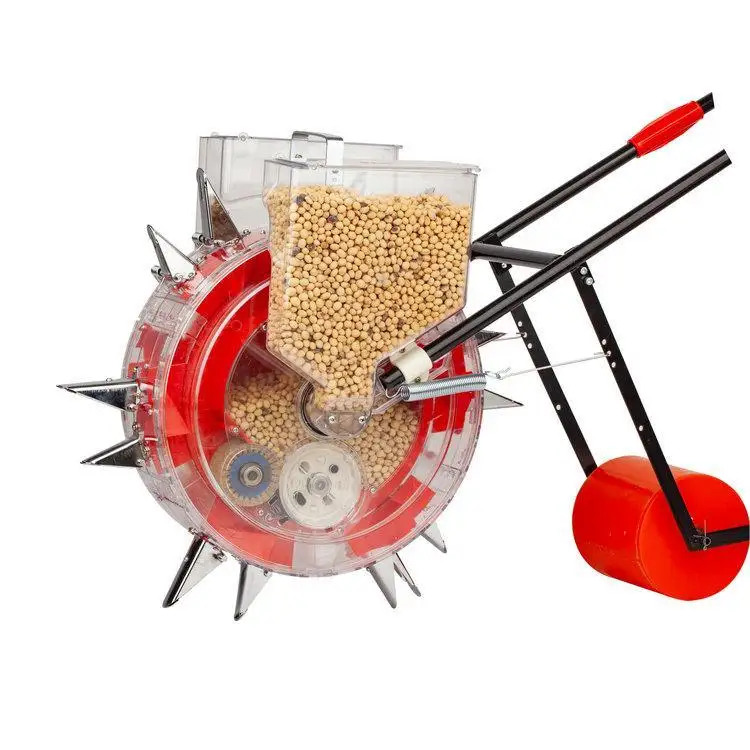 High quality seeder fertilizer push double barrel corn - rice drill seeder
