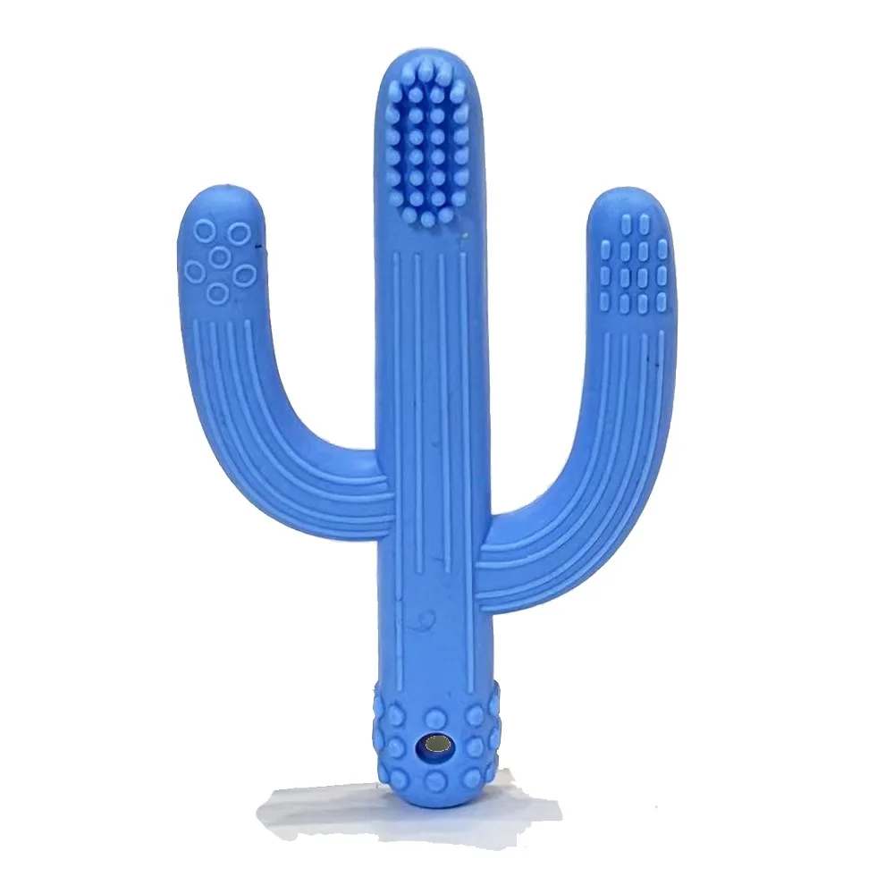 Multicolor Cactus shape Baby Chewable Toothbrush silicone teether for Toddle