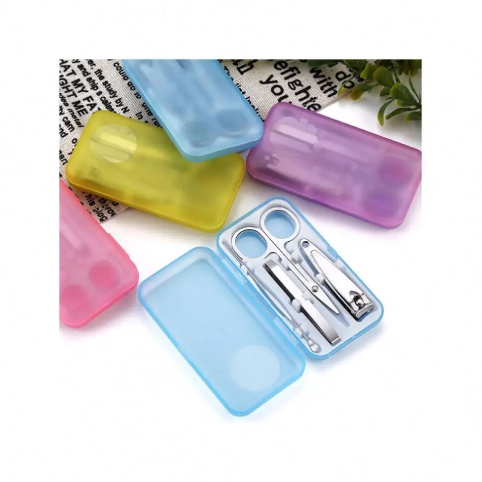 Wholesale factory price disposable 4 in 1 cheap colored mini Travel manicure kit toe nail clipper set