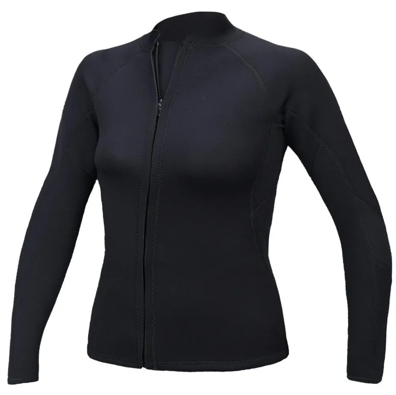 Womens 2mm Neoprene Long Sleeve Jacket Front Zipper Wetsuit Top