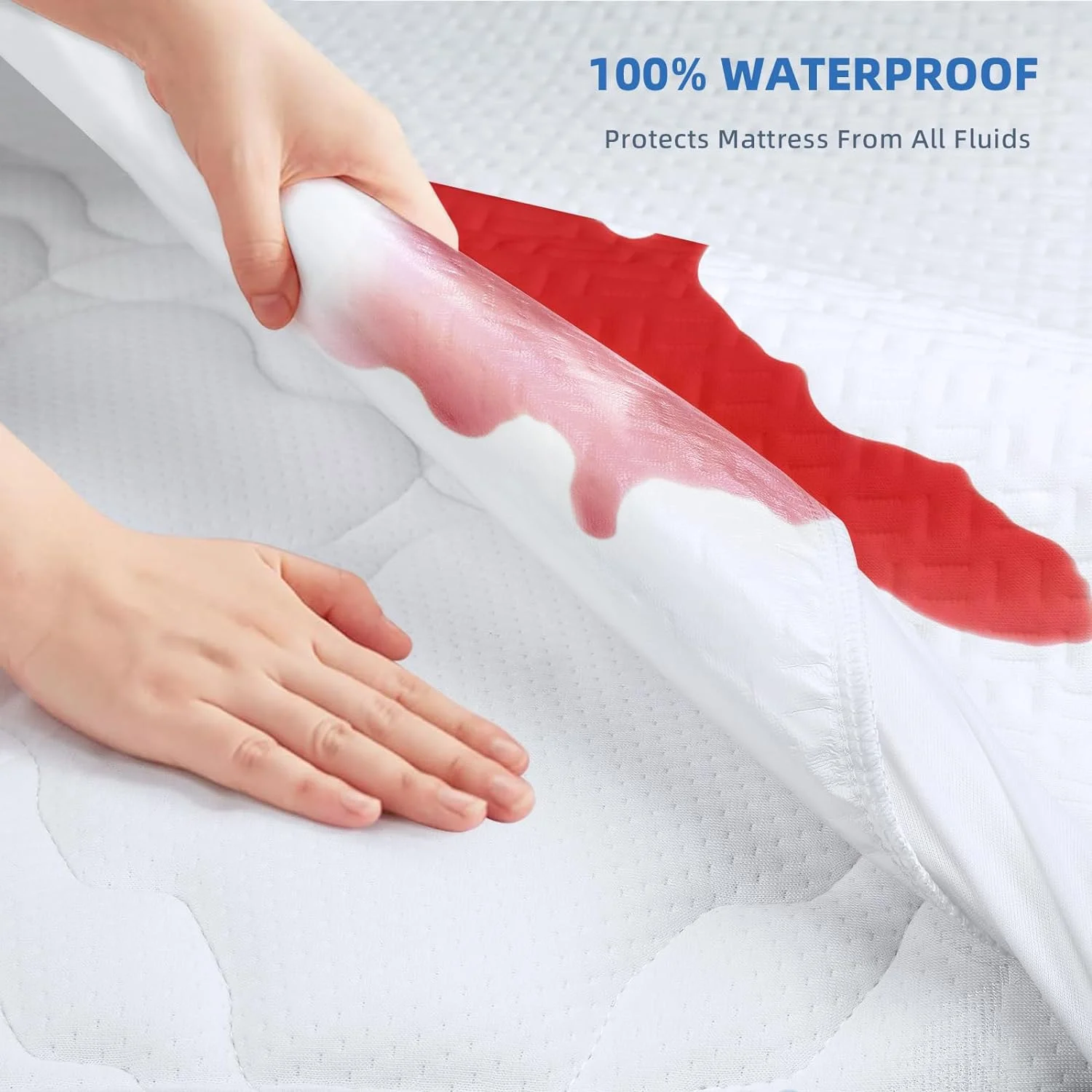 Customizable Waterproof Anti-Bacterial Terry Mattress Protector Easy-to-Wash Removable Bed Protection Pad Adults King Queen
