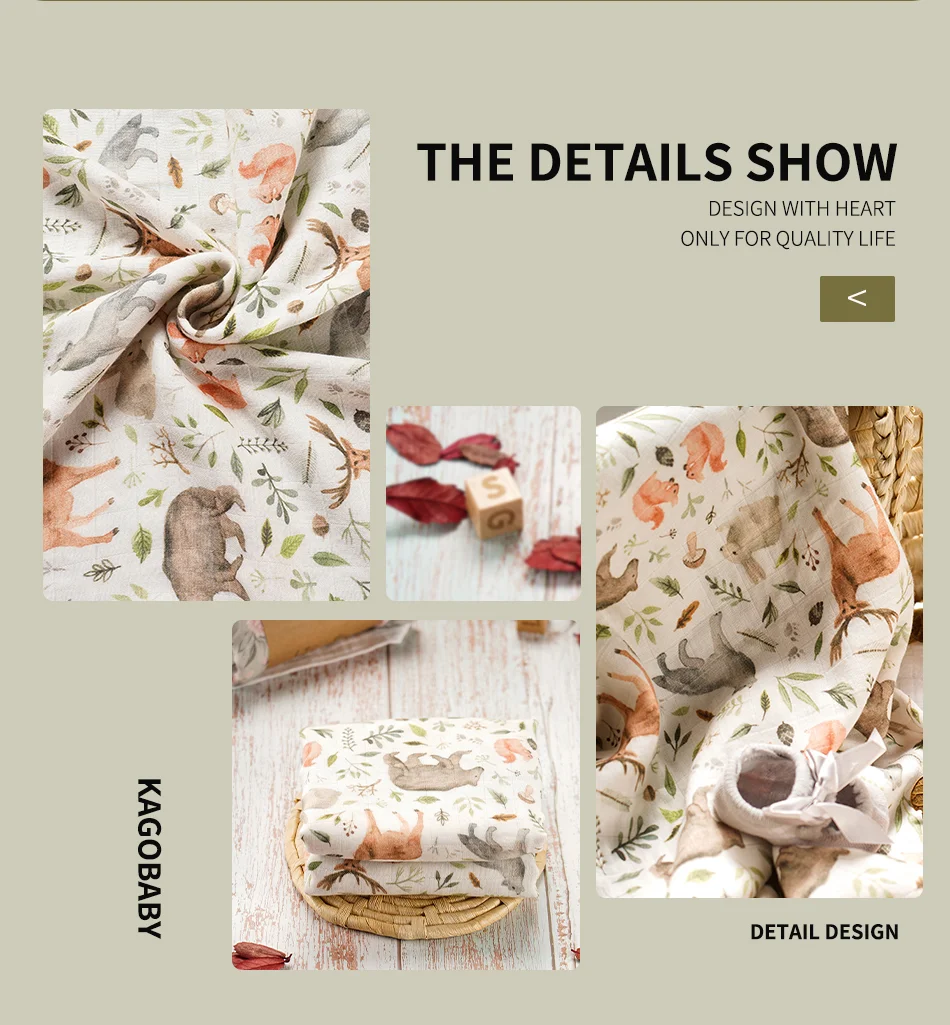 Newborn wraps 70 %bamboo+30% cotton digital printing comfort Baby Muslin Swaddle Blankets