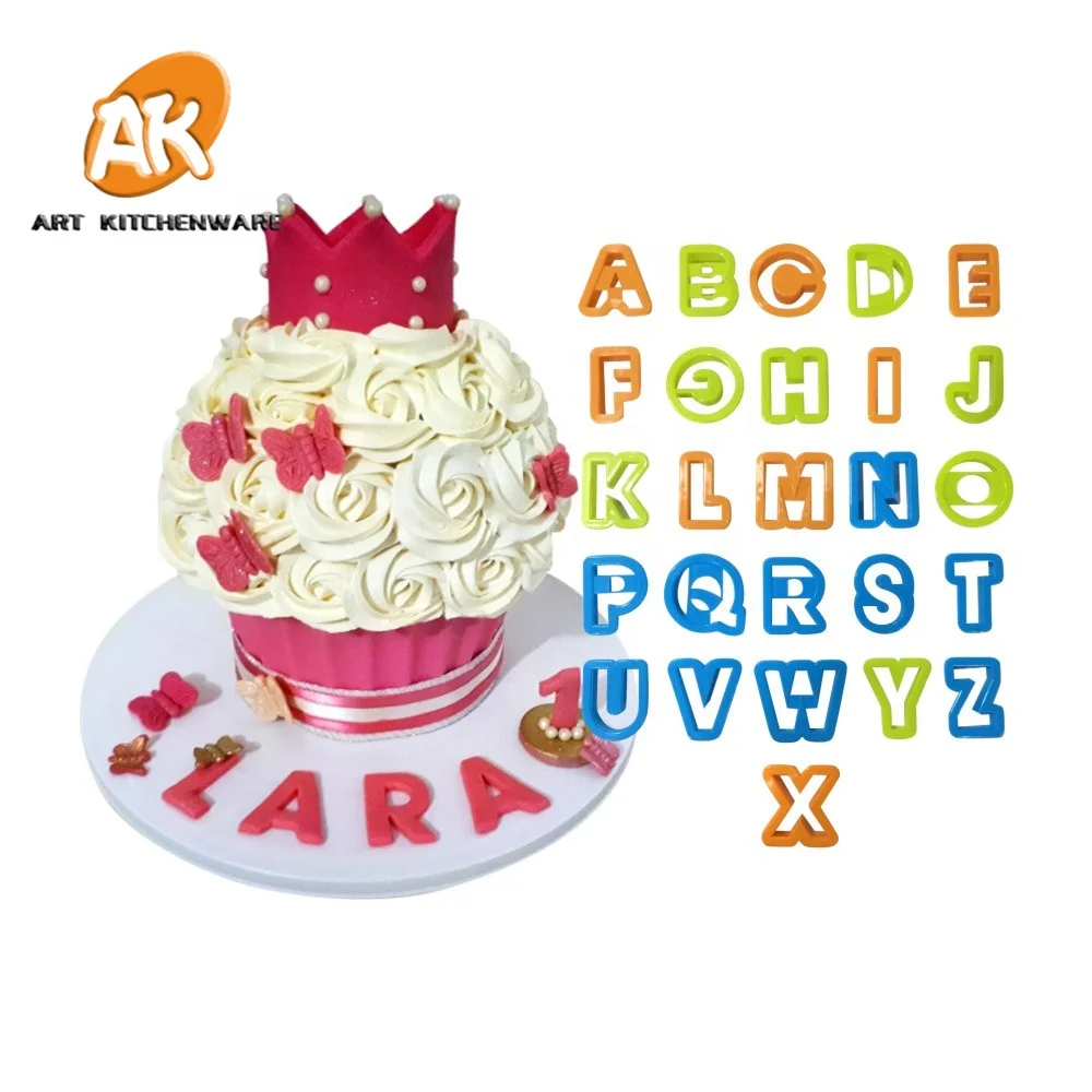 26 pcs Alphabet Cooki Cutter Biscuits and Cookies Cutters Set for Birthday Fondant Cake Decorating Supplies Baking Tools