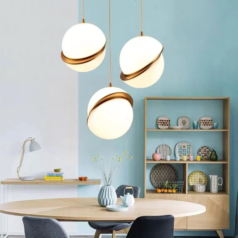 Factory price Nordic modern Chandelier indoor decor art glass round half ball pendant lamp