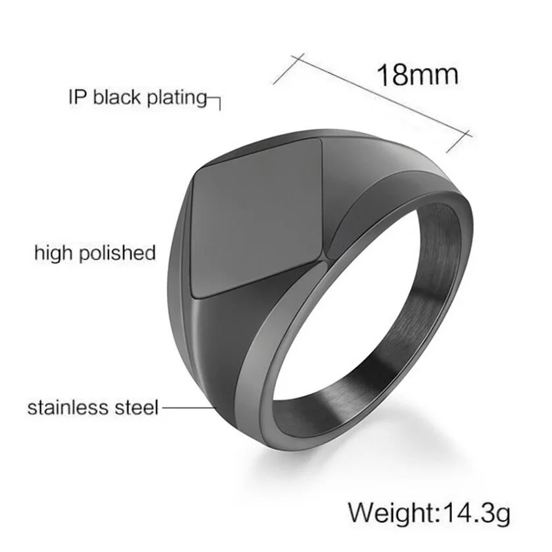316L Stainless Steel Men Metal Ring 18K Gold Rings Jewelry Iran Antique Beautiful Cheap Black Ring for Men