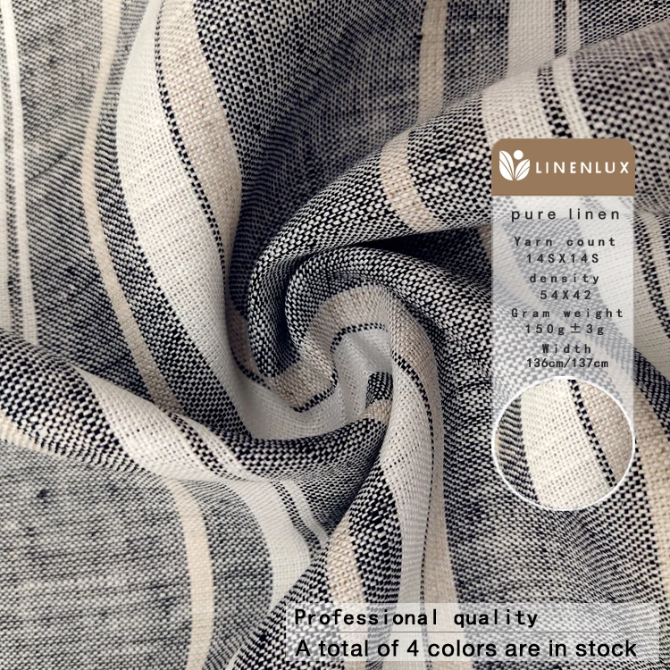 Manufacturing wholesale irregular thickness horizontal stripes flax fabrics oeko tex summer 100% linen fabric for clothing