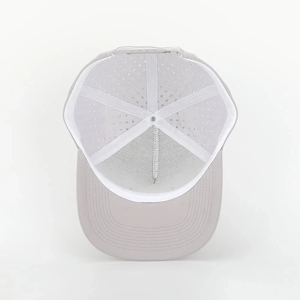 Custom High Quality 5 Panel Rubber Snapback Hat Waterproof Laser Cut Hole Perforated Baseball Caps For Mens