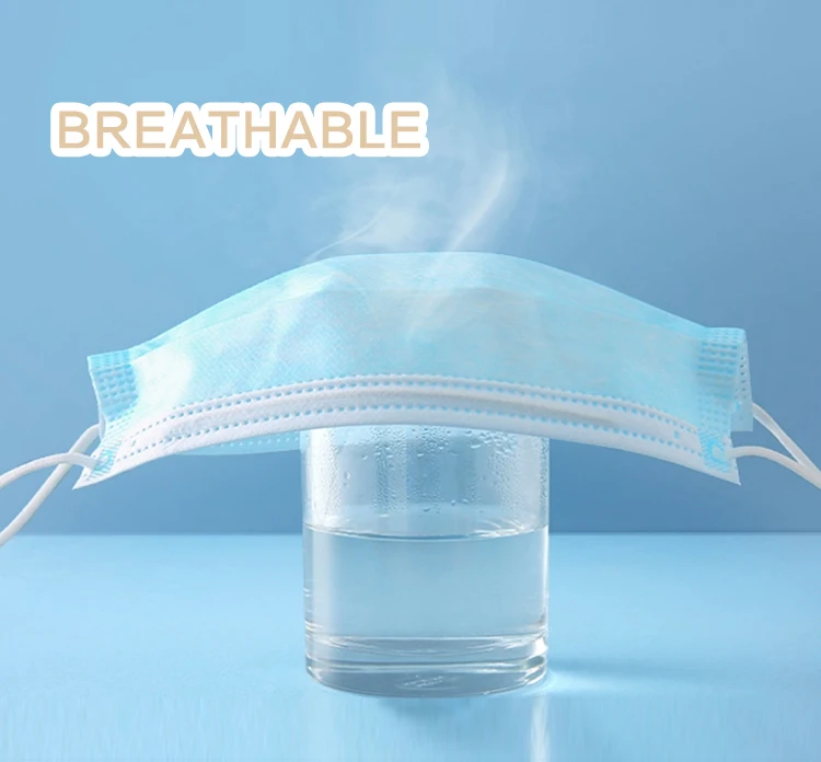 Factory Wholesale 3 Layer disposable face masks individual packing with Adjustable Nose Clip With High Click