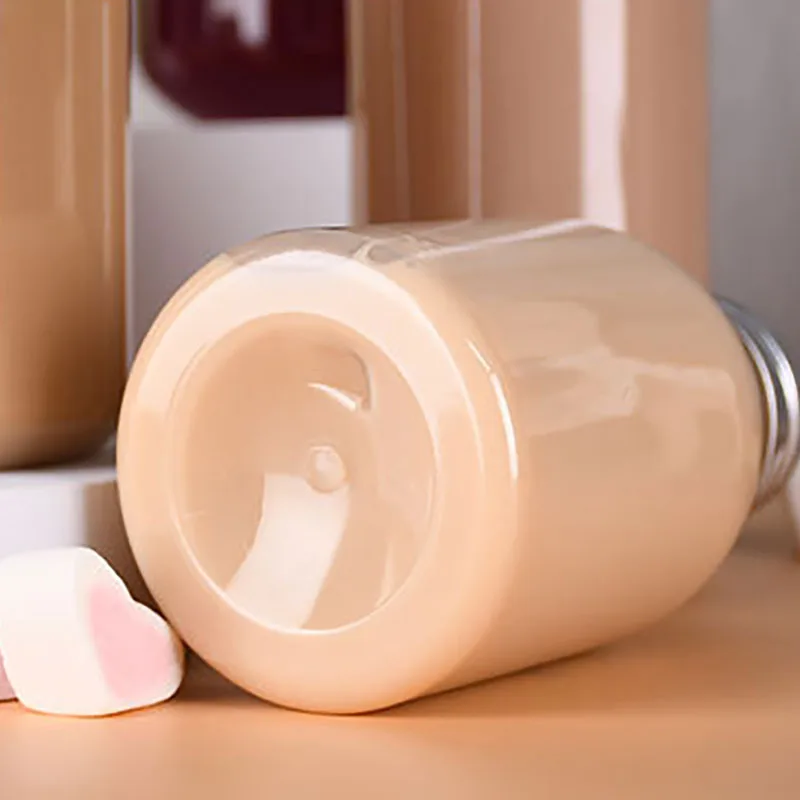 Hot Sell Small Round Pet Thai Tea Bottle Juice Disposable Beverage Milk Tea Bottle