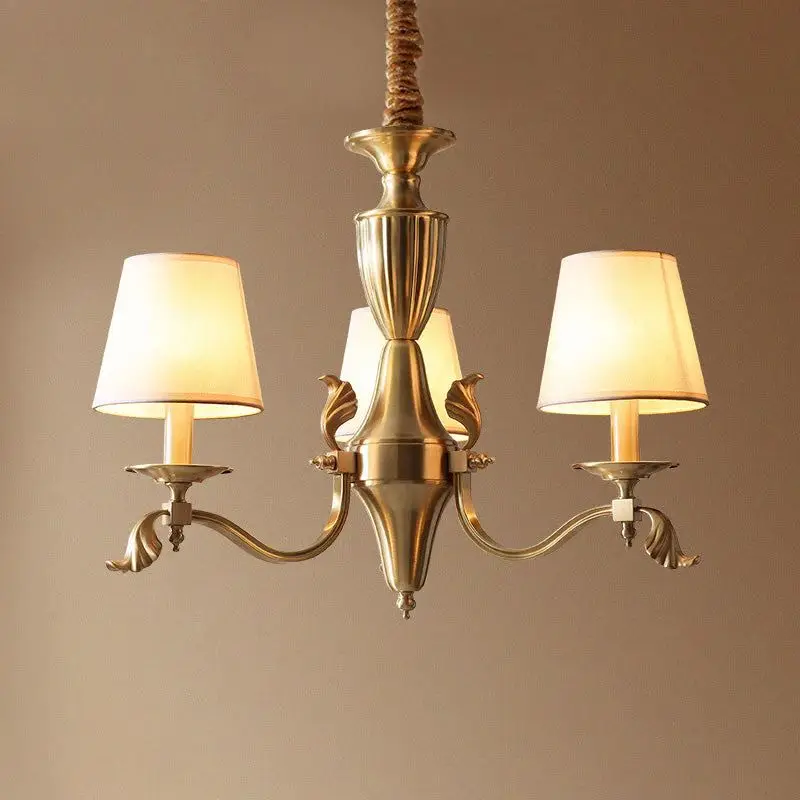 PD287981Modern Brass Candelabra Chandelier Empire Shade Copper Pendant Light For Living Room