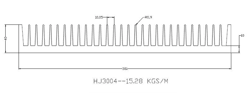 Black Body Color Large Aluminum Heat Sink 301(W)*40(H)*100(L)mm 6063 T5 Custom Extruded Heatsink For LED light