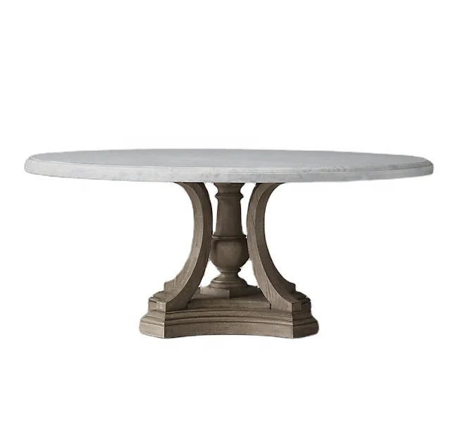 solid oak wood marble glass top Antique French style  dining tables