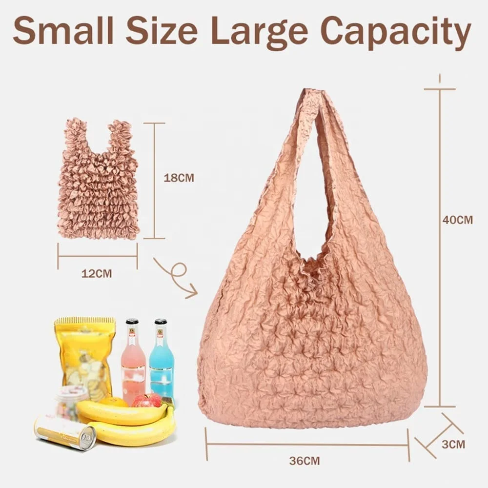 Magic Stretch Pleated Bag Reusable Storage Shopping Bags Eco-friendly Foldable Large Capacity Handheld Fashion Shopping Bag