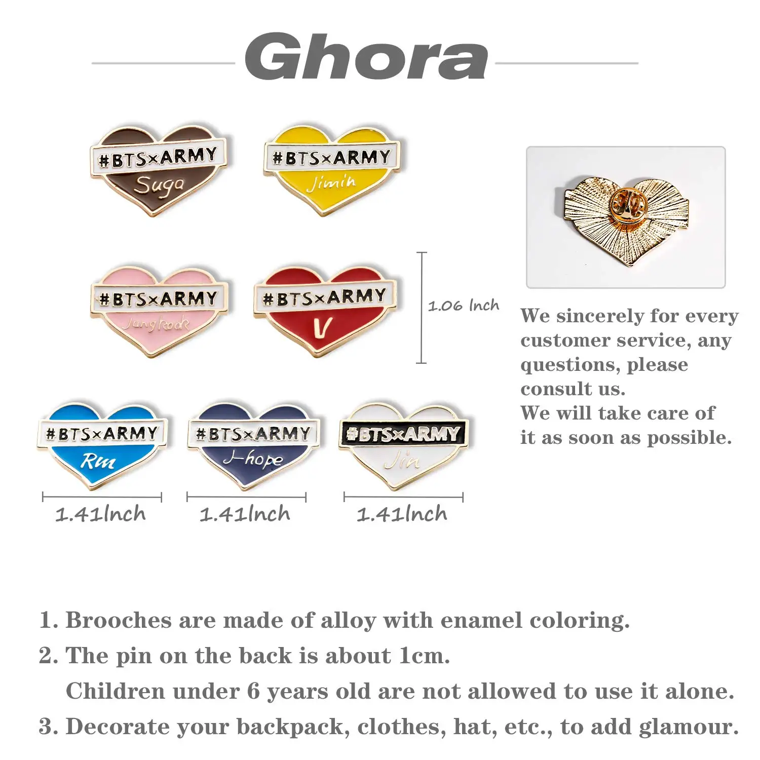Famous brands Heart shape Personality kpop custom pins metal logo lapel pin