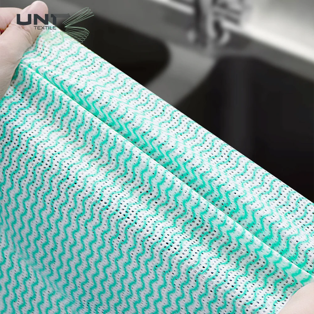 Good Hydrophilicity for Cleaning Kitchen Spunlace Non Woven Fabric High Quality Wavy Pattern Lazy Rag Rolls