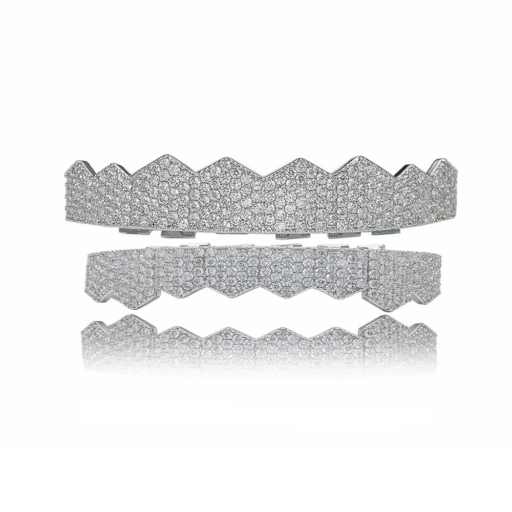 Custom VVS Moissanite Lab Natural Moissanite Hip Hop Teeth 925 Silver Grillz Diamond Teeth