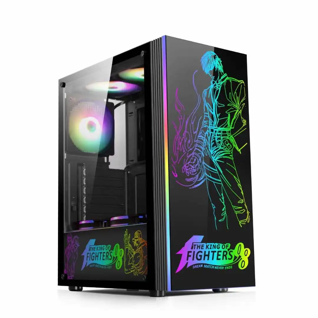New Design width case pc full tower with RGB Strip Lights /pc gamer case with lightboard