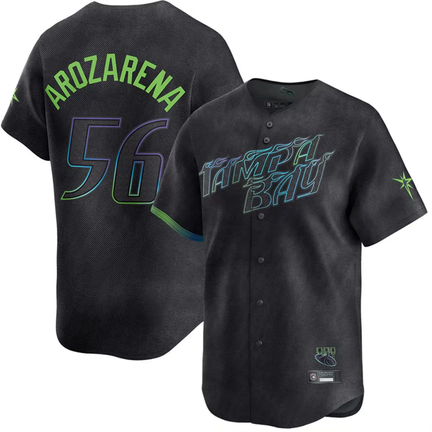 Tampa Bay New Season Charcoal 56 Randy Arozarena 2 Yandy Diaz 18 Shane McClanahan 2025 City Connect Rays Baseball Jerseys