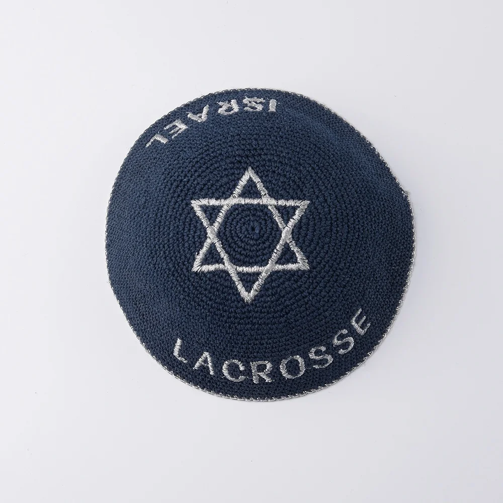  Заводской темно-синий Kippah. Вязаный крючком Kippah ручной работы 100% хлопок вязаный черный крючок Yarmulke