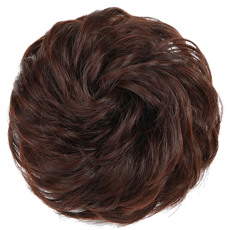 Import matte high temperature fiber chignon Artificial Flower Chignon Hair Bun Pieces Updos Wavy Curly Messy Wedding