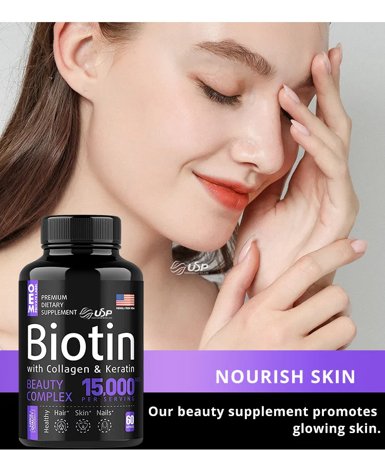 Coconut Oil Organic Capsules Nettle Root Extract Grape Extract Collagen Keratin & Biotin Capsules Pills