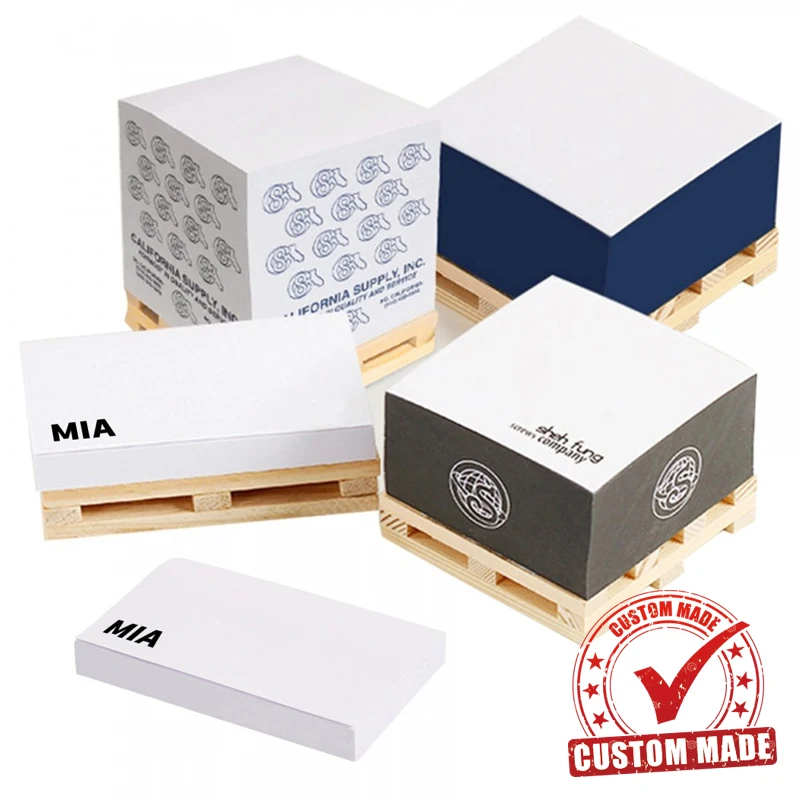 Personalized Square Sticky Notes Post Sticky It Memo Pad Cube With Wooden Pallet Promotional Wooden Pallet Sticky Adhesive Notes