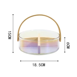 Wholesale Customized  OEM Tempered Ice Bucket Stackable Glass Fruit Storage Basket With Wooden Handle