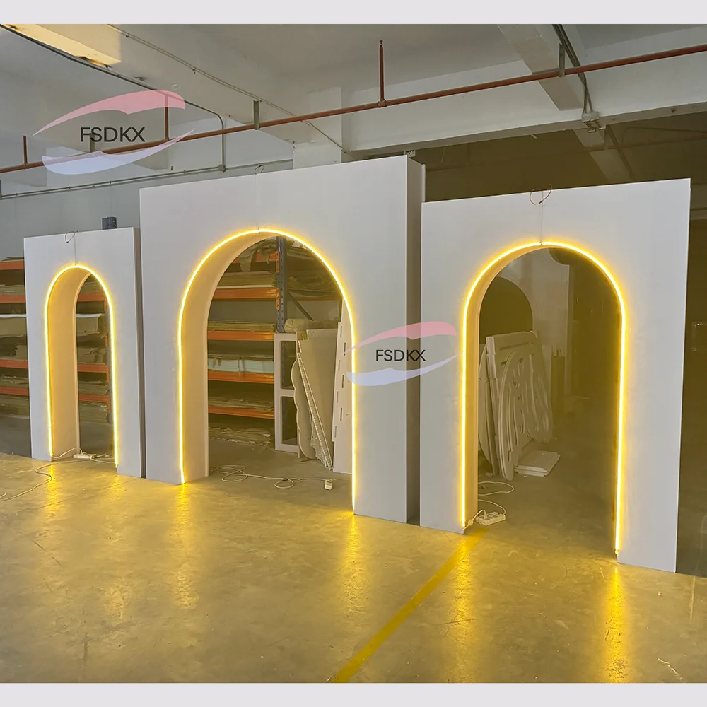 3pcs set popular gate door arch led strip backdrop events stand backdrop with light box advertising display