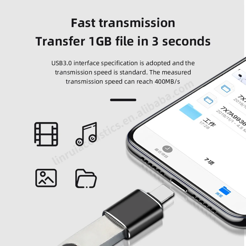 high speed mini metal type-c to usb 3.0 card reader data otg adapter for iphone mobile phone otg flash drive converter