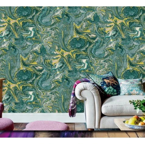 PVC waterproof 3d flower wall paper rolls china,European style geometric wallpaper