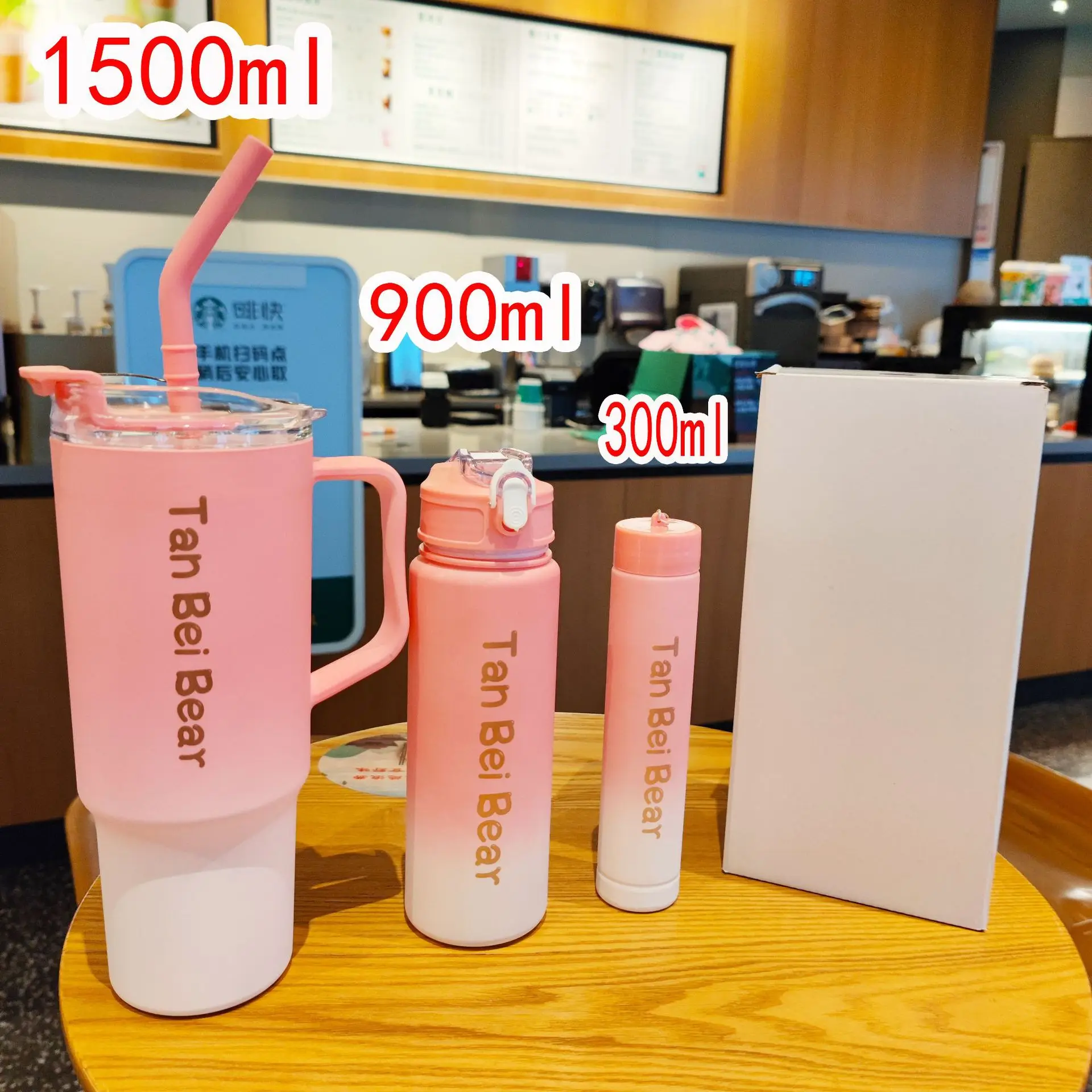 Popular Products 2024 3 in 1 Water Bottle 3Pcs/Set Gym Pop Handle Plastic Fitness Motivation Water Bottle With Straw