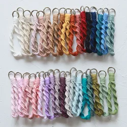 Macrame kit ins Nordic style hand-woven key chain pendant color cotton rope spiral retro bag pendant key ring buckle