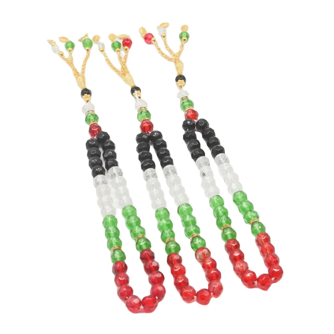 10mm cut glass crystal Muslim prayer beads Palestine map bracelet Islamic Crystal Rosary bracelet