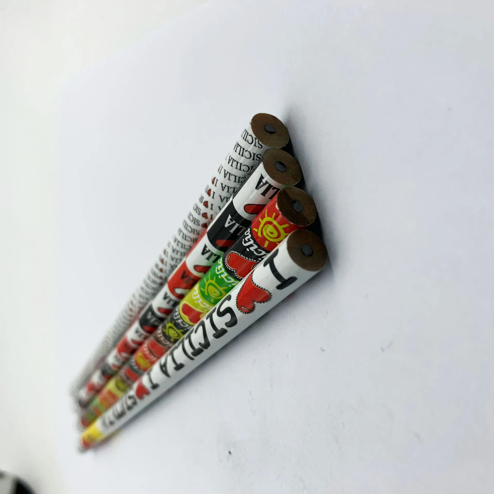 Colorful customized Logo Printing  HB rubber pencils for  Sicilia souvenirs