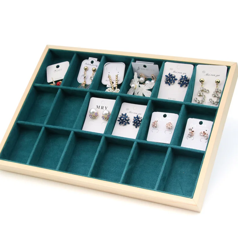 Wooden Jewelry Plate Frame Solid Wood Ultra Fiber Green Jewelry Plate European Jewelry Display Decoration Product storage