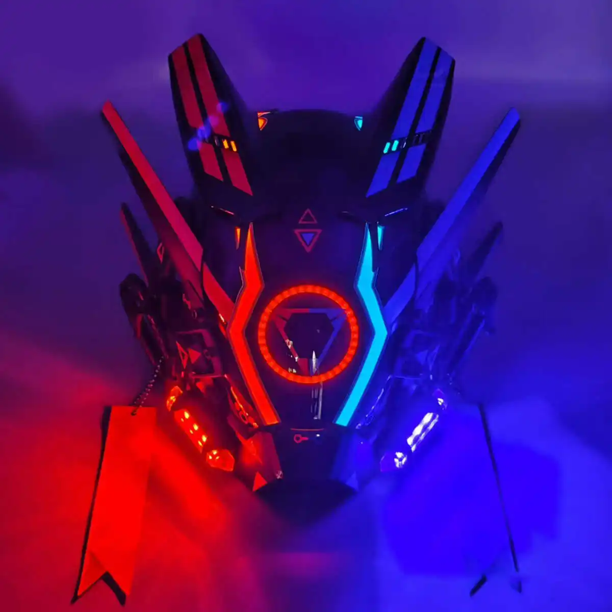 Halloween Carnival CYBER52 Phantom Samurai Design LED Helmet Comic Exhibition Cosplay Luminous Cyberpunk Light Up Mask