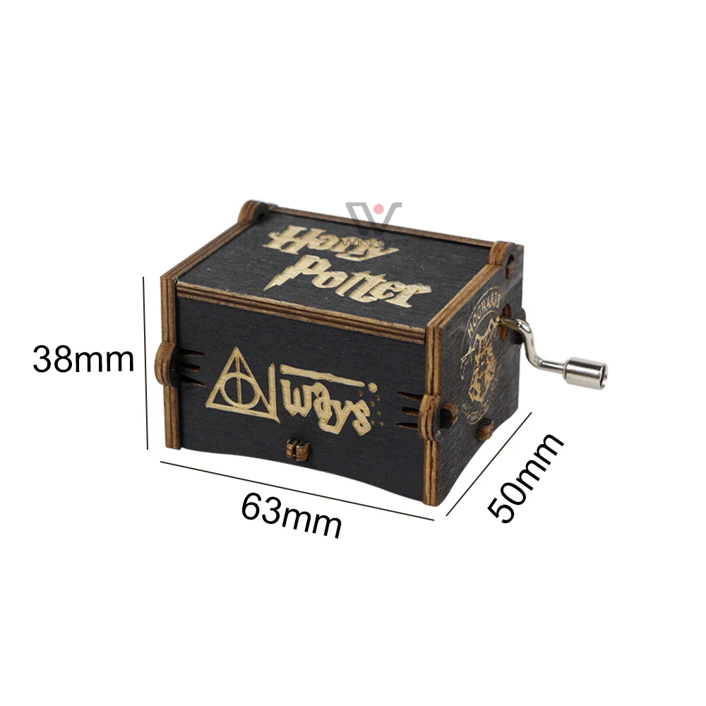 New Arrival Custom Mini Music Box Hand Crank Laser Engraved Hand Crank Wooden Music Box