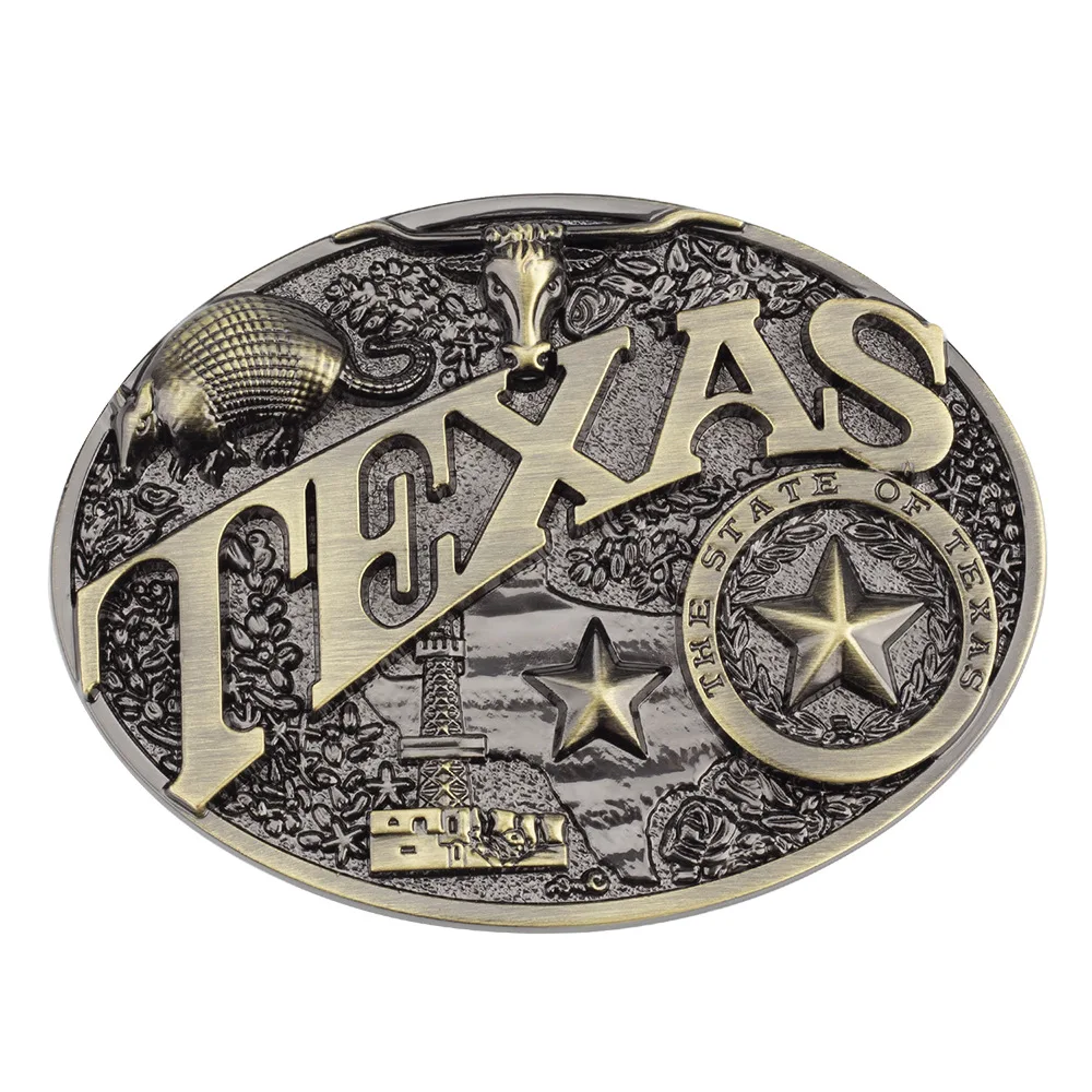 Hot Selling Zinc Alloy Bronze Texas Cowboy Decorative 3D Belt Buckle Western Unique Smooth Vintage Belt Buckle For Men