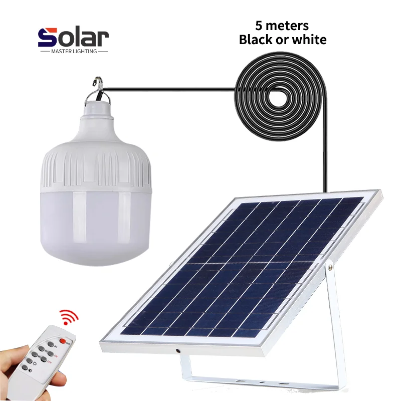 Remote control lamp led solar light bulb Rechargeable 300 Wattage Emergency Outdoor solar panels Smart Led Bulb