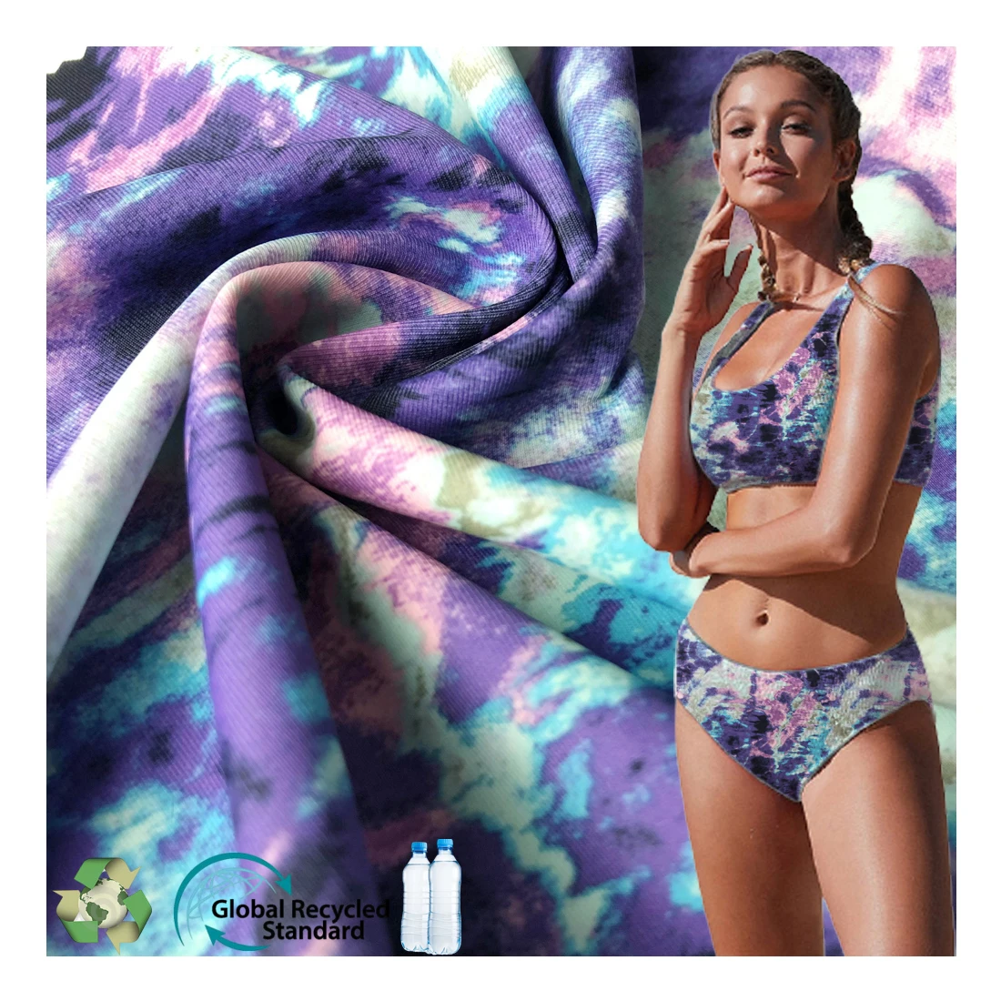 Ткань с цифровой печатью Tie Dye сетчатая ткань для одежды Высокоэластичный текстиль на заказ эластичная линия модная одежда купания