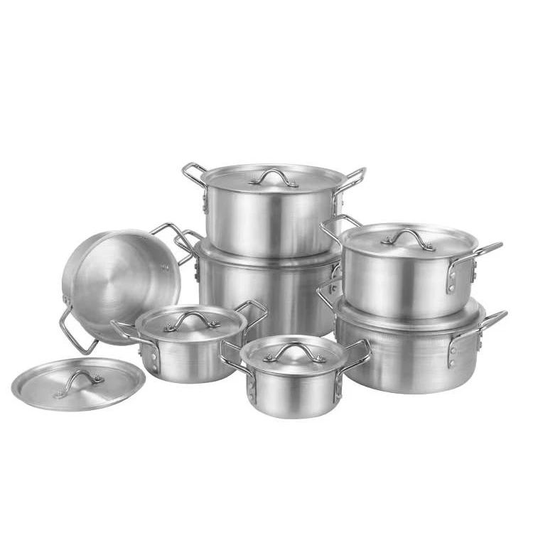 Hot sale Aluminum 7pcs stockpot Cookware sets double handle with Lid