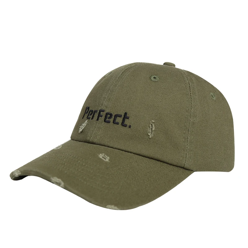 High Quality Custom Unstructured Dad Hats Men Green Embroidery Logo Baseball Caps