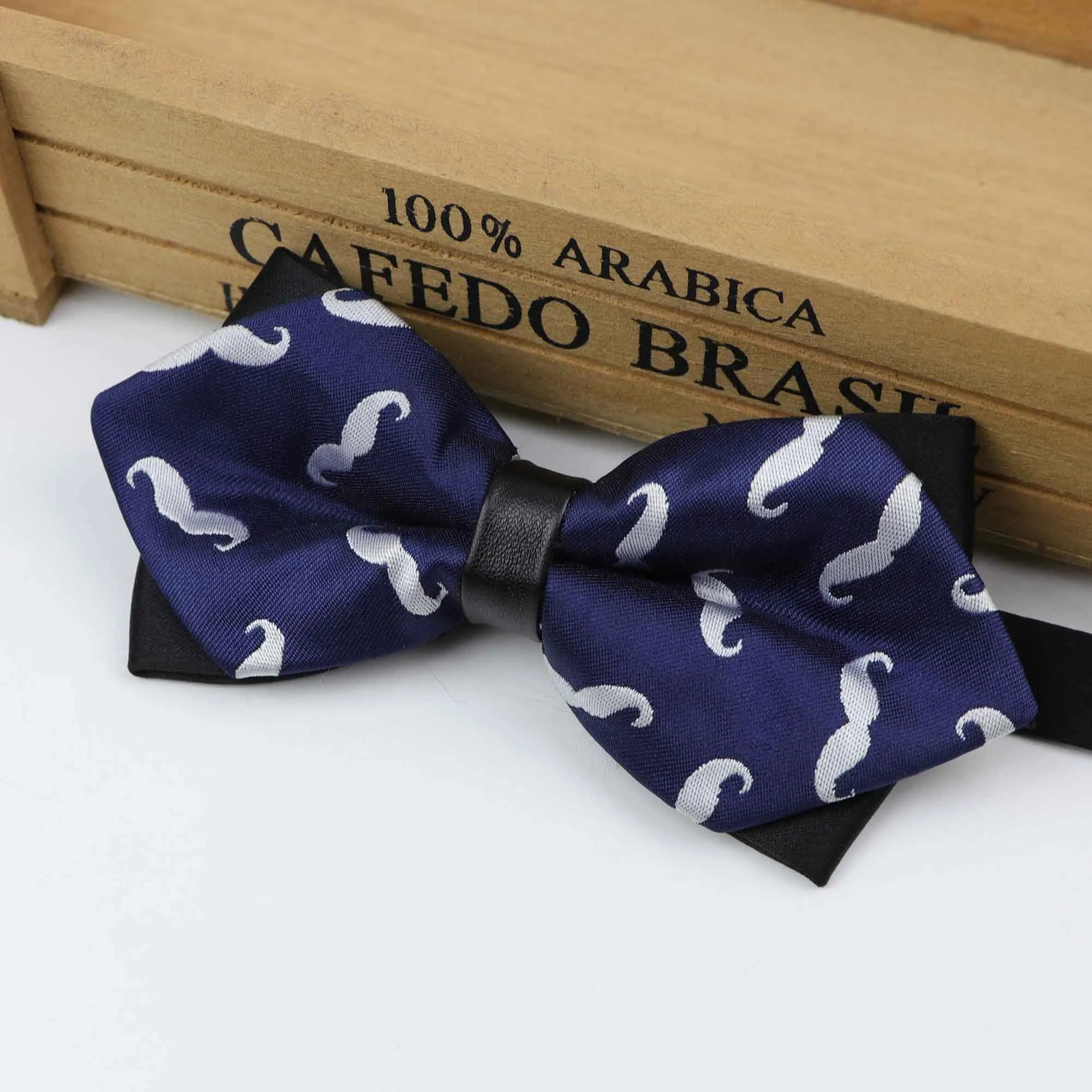 Polyester Mustache Neck Tie Set For Men Slim Necktie Bow Tie Handkerchief Suit Tie Bow ties Pocket Square Cravat