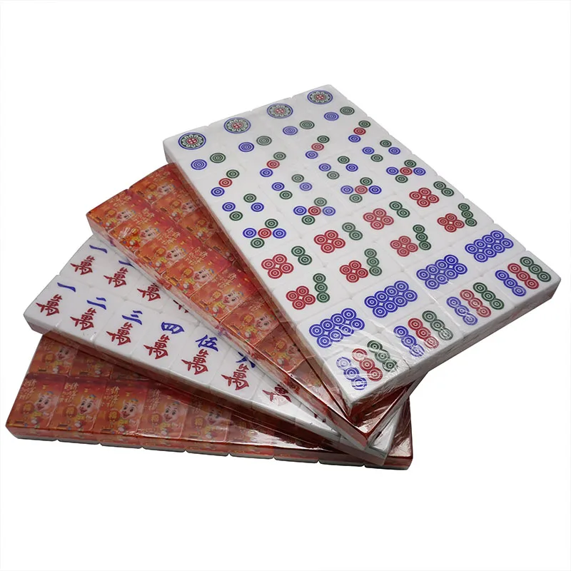 Custom Premium Gift Brand Mahjong Set 31 35.5 37 39mm Size Custom Print Set 160 144 Acrylic Mahjong Tile