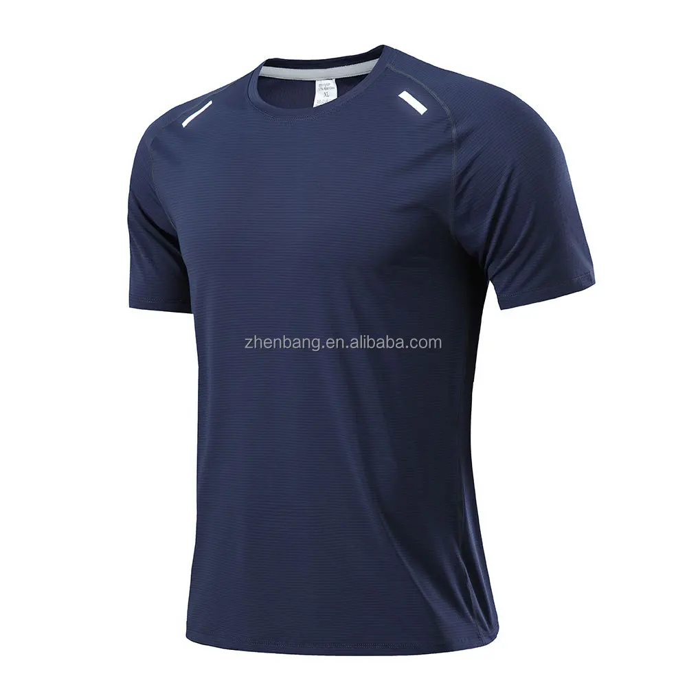 2021 wholesale men custom reflective logo sports running active gym polyester t shirts fitness clothing apparel wear