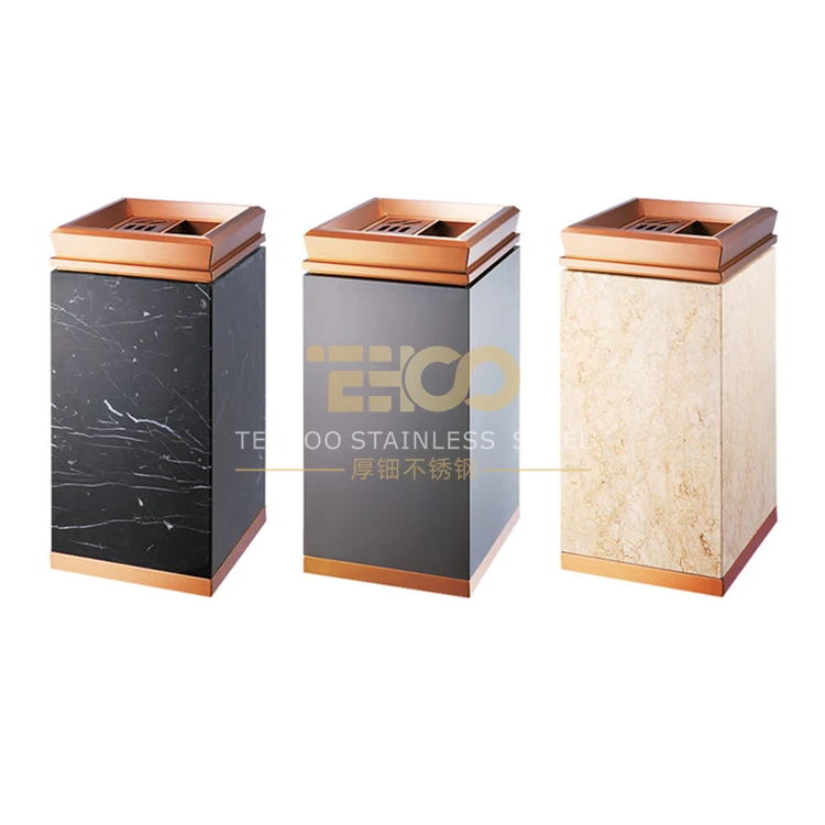 innovative Marble waste bin  with ashtray  luxury hotel cleaning supplies