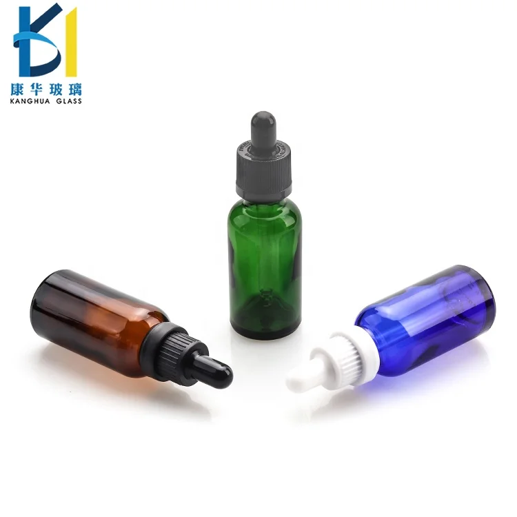 Wholesale 50ml 30ml Essential Oil Glass Dropper Bottle Refill Boston Round Pipette Bottle with White Childproof Dropper
