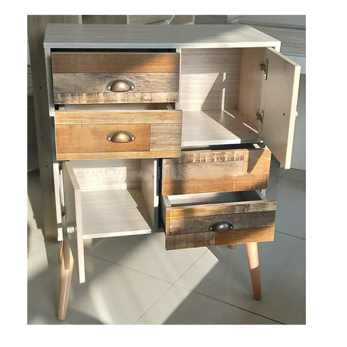 classic Vintage Wood 6 Drawers With Solid Lges