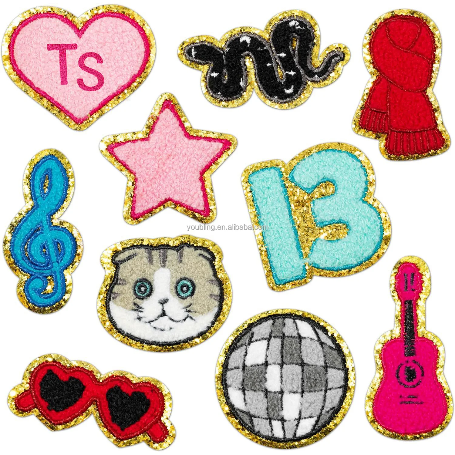 Wholesale Taylor Hat Patches iron on Chenille Embroidery  iron-on Patch Singer Swift Embroidered iron on  Chenille Patch Badge