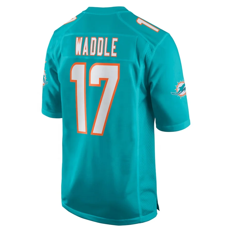 Custom Miami City Team Club Uniform Stitched American Football Jersey Dolphin Aqua Game 1 Tagovailoa 13 Marino 17 Waddl e